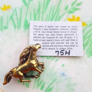🌙Artisan Brass Horse Brooch Susan Packard